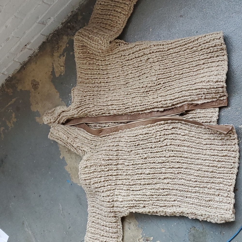 Super chunky hand-knitted Ann Everett zipped front sweater